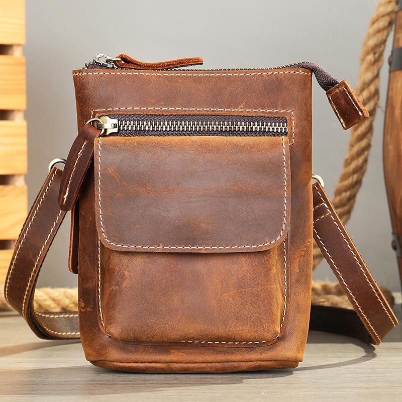 本革2WAYウエスト＆ショルダーバッグ メンズ｜厚手レザー・多機能ベルトポーチ・バイク・アウトドア対応